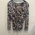 INC Long‎ Sleeve Shirt Floral Black and Pink Size M Size M Photo 4