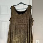 Eileen Fisher 100% Organic Linen Metallic Gold Olive Shimmer Top Holidays Glam Photo 7