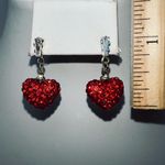 Crystal Red Heart‎ and Clear Crystal Earrings Photo 3