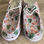 Christmas Print Slip On Shoes Chinese Size 41 Santa Trees Snowman Holiday Party Gray Photo 1