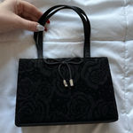 Vintage 90s Y2K Black Mini Purse Handbag Floral Roses Bow Shoulder Strap Photo 0