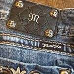 Miss Me  Women's Blue Boot Cut Jeans with Gold Embroidery Photo 1