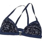 Blue Life  Navy Sequin Triangle Bikini Swimsuit Top Women’s Size Large L Photo 1