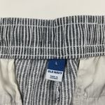 Old Navy Blue Striped Linen Blend High Rise Pull On Ankle Pant L Photo 3