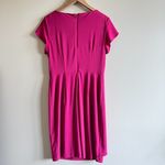 Adrianna Papell Asymmetrical Midi Dress Pink Pleated Womens Size 10 Lined Photo 7