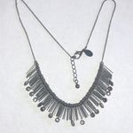 EXPRESS  Gunmetal Gray Dark Metal Multicolor Boho Fringe Necklace Photo 4
