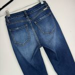 Kancan High Rise Skinny Jeans Sz 25 Distressed Zipper Raw Hem Dark Wash Blue Photo 11