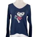 Gilly Hicks Sydney Navy Koala V-Neck Pajama Top Photo 0