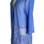 Simply Irresistible Open Front Cardigan Cover Up M Blue Ribbed Knit Eyelash Lace Size M Photo 2
