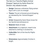 Karen Rossi Fanciful Flights Animal Shopper Signed Lapel Hat Stick Pin NWT Photo 6