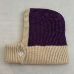 NWOT Purple Beige Button Balaclava Winter Knit Hoodie Hood Hat Photo 6
