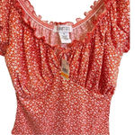 Planet Gold  Juniors’ Floral Printed Puff Sleeve Peasant Top Size Small Photo 4