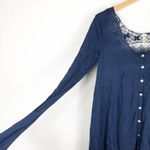 Free People  Easy Breezy Jersey Lace Back Tee Smal Navy Blue Long Sleeve Photo 8