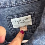 American Eagle Cropped Denim Shirt Jacket Acid Wash Frayed Hem L/XL Blue Size L Photo 1