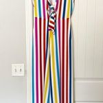 Color Me Courtney Sheree Striped Rainbow Jumpsuit White Size 2 Photo 3