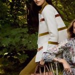 Tory Burch  Vintage-Style Cream
Jacket with Green & Brown Size 2 - Brass Hardware Photo 1