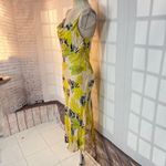 VICI  yellow floral midi slip sundress with draped neckline size small Photo 2