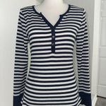 Faded Glory Navy Striped Henley Top Photo 0