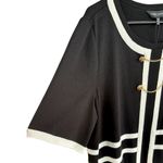 Ming Wang NWT  Contrast Trim Black White Knit Dress Gold Button / Chain Size XL Photo 7