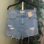 Madewell  The Mom Jean Short NWT Size 28 with Distressing Photo 0