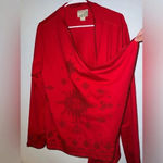 Lucky Brand  women’s Lucky Lotus Knit Open Red Cardigan Sweater size Large‎ Photo 1