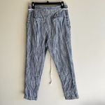 Free People Light At Sunrise Indigo Stripe Blue Cotton Pants Tie Waist Jogger 8 Photo 5