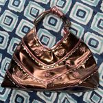 BCBGirls BCBGIRL Brown and Pink Metallic Purse with Flowers Photo 3