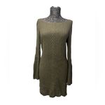 Sundance  green cotton silk blend open knit bell sleeve Midi size PM Photo 2