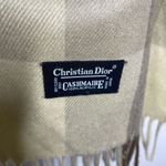 Christian Dior Monsieur Vintage Check Tan Plaid Cashmaire Scarf Fringe 11”x48” Photo 4