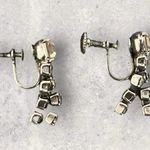 Vintage Estate Silver Clear Rhinestone Earrings Photo 3