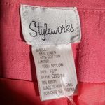 Vtg 1990s Styleworks Coral Pink Linen Cotton Floral Embroidered Blazer Sz 12 P Photo 3