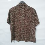Notations 1X Short Sleeved Button Down Collared Top Plus Tan Red Print Workwear Photo 4
