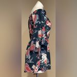 Cherish  Blues Pinks Floral Print Short Romper Bell Sleeves Cold Shoulder… Photo 4