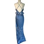 ROCOCO SAND Cross Back Peplum Maxi Dress in Light Blue Large New Womens Satin Go Photo 5