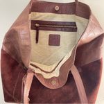 Joie  Chocolate Brown Suede & Crocodile Leather Double Handle Tote Photo 6