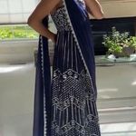 SANI Purple Anjali Metallic Embroidered Anarkali with Dupatta Photo 1