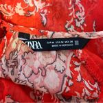 ZARA Red Paisley Print Mini Dress Long Sleeve Smocked Waist Casual Medium Photo 7