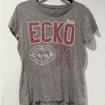 Ecko Red Unlimited Y2K Top Womens Medium Grey Tee Rhino Spell Out Glitter Cotton Photo 0