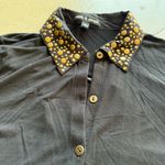 Cable & Gauge  /  Womens Button Down Shirt Studded Collar 3/4 sleeve / black Photo 5
