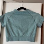 Teal Cropped Workout Top Blue Photo 2