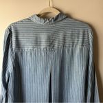 Everly Striped Chambray Blue Button Down Tie Front Western Rodeo Shirt Size L Photo 5