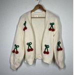 Luna Ivy 3D Cherry Knit Cardigan Sweater XS Oversized Anthropologie Photo 0