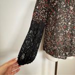 Rebecca Taylor ‘Lyra’ Red Floral Black Lace Pintuck Silk Blouse Women’s Size 00 Photo 9