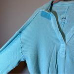 Aerie  Lumberjane Aqua Blue Waffle Knit Pullover Collared Sweatshirt Small Photo 3