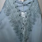 WAYF NWT ‎ Blue Lace Trim Cami Tank Top Criss Cross Spaghetti Strap girly Small Photo 2
