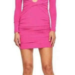 Nookie Envy Mini Dress Long Sleeve Neon Pink Barbie Doll Low Cut Bodycon Sz XS Photo 0
