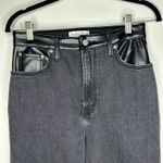 Abercrombie & Fitch Ultra High Rise Ankle Straight Jean-Black With Leather Photo 4