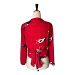 Rollas Shirt Women Small Red Floral Print Delilah Wrap Blouse Boho Cottagecore Photo 3