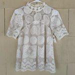 HD in Paris Anthropologie  White Lemon Lily Lace Blouse Photo 0