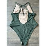 Shade & Shore Shade & Shore Swim Women's Green One Piece Swimsuit Ribbed Plunge Size XL Photo 3